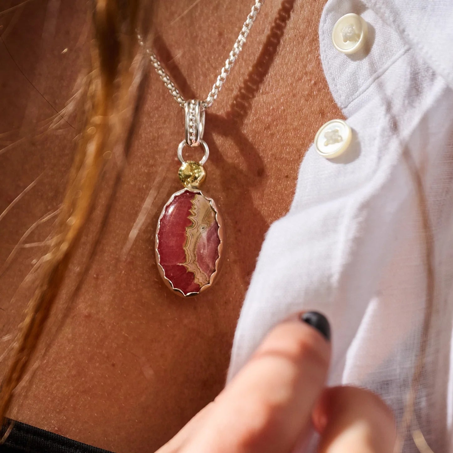 One of a Kind Rhodochrosite Pendant