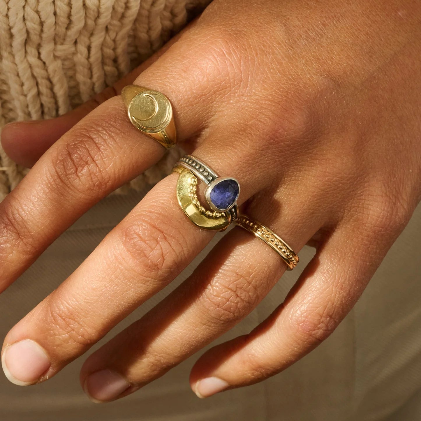 One of a Kind Mixed Metal Iolite Ring | Ready to Ship
